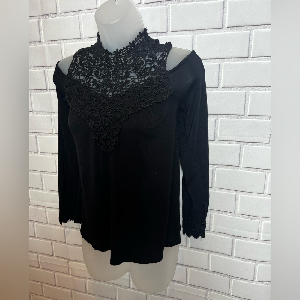 Thalia Sodi Women's Top Cold Shoulder, Long Sleeve Lace Illusion Yoke, S… - Picture 6 of 12